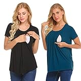 Die elastischer Stoff bieten Platz für den wachsenden Bauch und verleihen dem Stillshirt einen verspielten Look.