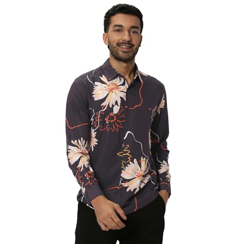 Image of MUFTI Men's Printed Slim Fit Cotton Casual Shirt with Spread Collar & Full Sleeve(Also Available in Plus Size) |Cotton Casual Shirt for Men | Casual Shirt for Men