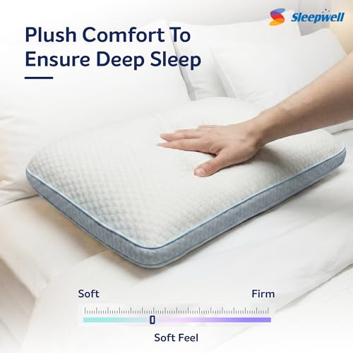 Image of Sleepwell Pro Nexa Pillow | Nexa Foam | Neck Support & Pressure Relief | Hypoallergenic & Dust Resistant | Soft Firm | Lightweight & Breathable | Machine Wash | 24 x 16 Inches | Pack of 1