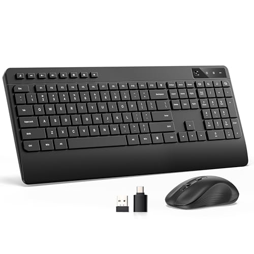 Quiet Wireless Keyboard and Mouse Combo – 3-Level DPI...