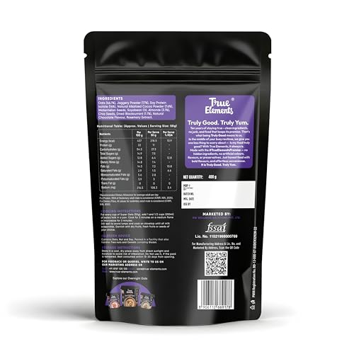 Image of True Elements Protein Oats 400gm - Dark Chocolate Oats | Super Oats with 21g Plant Protein | Protein Rich Breakfast