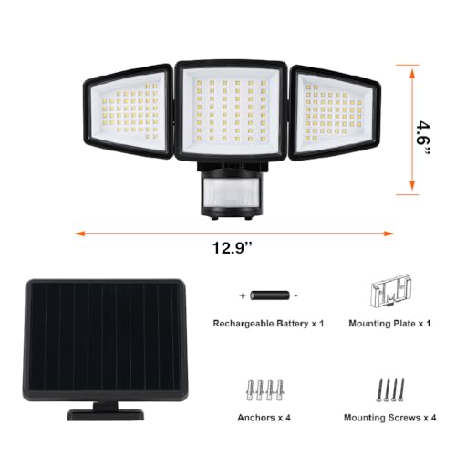 Sylvania Motion Sensor Solar Security Light, Solar Panel, 1800 LMS, Wet Rated, Batteries Included, 5000K, Daylight - 1 Pack (66472) thumbnail 2