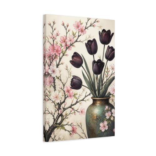 Tableau toile fleurs de cerisier pour raviver un mur vide avec un style floral vintage chic