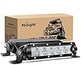Nilight 40001F-B Bar Super Slim 2PCS 7Inch 30W Flood Driving Fog 3600LM Single Row Off Road led Lights for Jeep-2 Style Mounting Brackets, 2 Years Warranty, Black