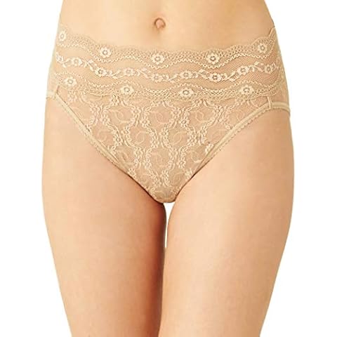 b.tempt'd Women's Lace Kiss Hi Leg Brief Panty, Au Natural, Large Cover