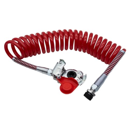 Luftwendel/Druckluftwendel/Wendelschlauch ROT + Kupplungskopf M16 x 1,5, Luftwendel für Luftversorgung zwischen LKW/NFZ und Auflieger/Anhänger