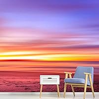 Wall Mural Sunset Sunrise Background Nature Scenery Removable Self-Adhesive Wallpaper Wall Decoration for Bedroom Living Room - 66x96 inches