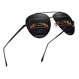 AIMADE Premium Military Polarized Aviator Sunglasses Metal Frame Brand Unique Design Sun glasses For Mens Womens 100% UV Protection, Black Frame/Gray Lens,