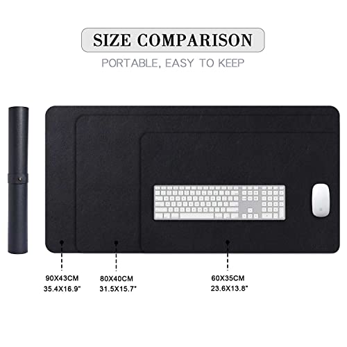 Image of Extended Mouse Pad Mat XXL Desk Pad Large Desk Mat DOBAOJIA 35.4 inch X 16.9 inch Desk Blotter Writing Pad for Laptop /Office /Home, PU Leather Waterproof +Suede Non-Slip 90 x 43cm (Black)