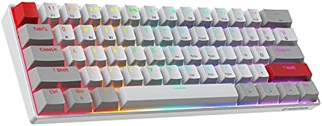 Newmen GM610 60% Gaming Keyboard Wired &Bluetooth Wireless Mechanical keyboard White & Grey,Anti-Ghosting with Extra Keycap Set,RGB Backlit,Programmable Upgradable,for Win/Mac/Android(Brown switch)