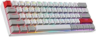 Newmen GM610 60% Gaming Keyboard Wired &Bluetooth Wireless Mechanical keyboard White & Grey,Anti-Ghosting with Extra Keycap Set,RGB Backlit,Programmable Upgradable,for Win/Mac/Android(Brown switch)