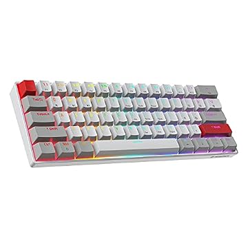 NEWMEN GM610 60% teclado mecânico de jogos sem fio, teclado mecânico Bluetooth de 61 teclas, NKRO com conjunto extra de teclado, retroiluminação RGB, interruptores de troca automática,