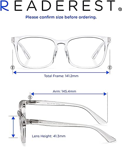Readerest Blue Light Blocking Reading Glasses (Clear, 1.25 Magnification) - Computer Eyeglasses With Thin Reflective Lens, Antiglare, Eye Strain, Uv Protection, Stylish For Men And Women #TOP3