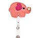 Ascrafter Elephant Badge Reel, Retractable ID Badge Holder, Multicolor Heart Badge Clip for Women Nurse