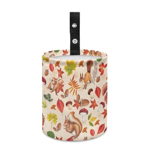 Image of Forest Squirrel Mini Car Trash Bin with Adjustable Buttons Car Garbage Can Multipurpose Car Storage Bag Collapsible Reusable