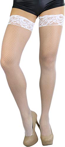 Image of ToBeInStyle Women's Stay Up Lace Lined Fishnet Tights