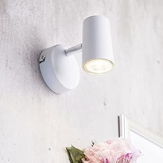 CGC White Single Spot Ceiling Wall Spotlight Light Chrome Detailing Angle Adjustable Head LED Lounge Kitchen Bedroom Dining Room
