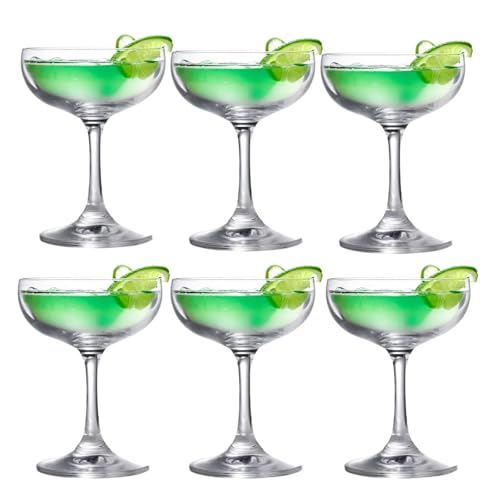 6 PCS Elegant Italian Espresso Martini Glasses Premium Quality Glass Cocktail Glasses Versatile Drinkware Perfect for Martini Champagne Margarita Set for Cocktail Lovers Home Bar Enterta