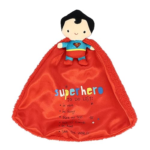 Image of Kids Preferred DC Comics Superman Lovey Security Blanket, Soft Huggable Dark Knight Plush Lovey Toy for Baby and Infant Boys and Girls, Textured Blanket with Satin Super Hero to Do List