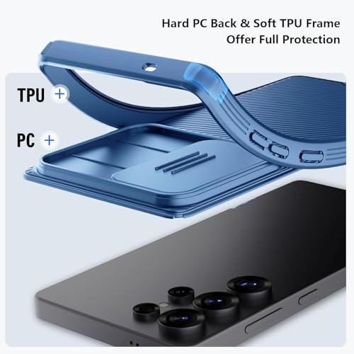 Image of Nilkin Classic Series Compatible for Samsung S25 Ultra Case with Camera Cover, [Camera Lens Protector] [Scratch-Resistant] [360 Full Protection] Shockproof Slim Phone Case (Blue, S25 Ultra)