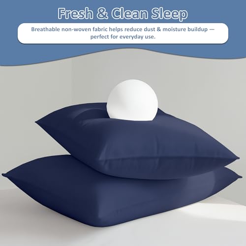 Image of ARLinen Sleeping Pillow Filler Set of 2 - Non-Woven Fabric, Fluffy Cotton Filling, Home, Hospital, Hostel & Travel Use - Navy Blue 17x27 Inch