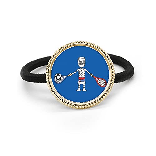 Raqueta de tenis serbia y diadema de fútbol con metal de momia para el pelo