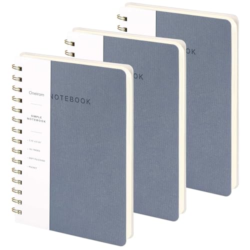 Image of Spiral Notebook-5.75 inch x 8.125 inch College Ruled Journal with Inner Pockets and 160 Pages,PU Leather Cover Business Journal, Twin-Wire Binding Notebook Perfect for Office & Home School Supplies 3 pack Reefblue