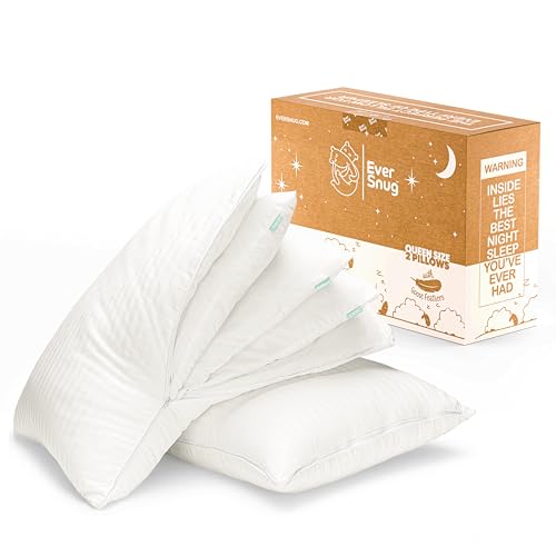 EverSnug Adjustable Layer Luxury Set of 2 Pillows for Side Front & Back Sleepers Cooling Hotel Pillows with 3 Layers Goose Feather Pillow for Sleeping Neck & Back Support (Queen)