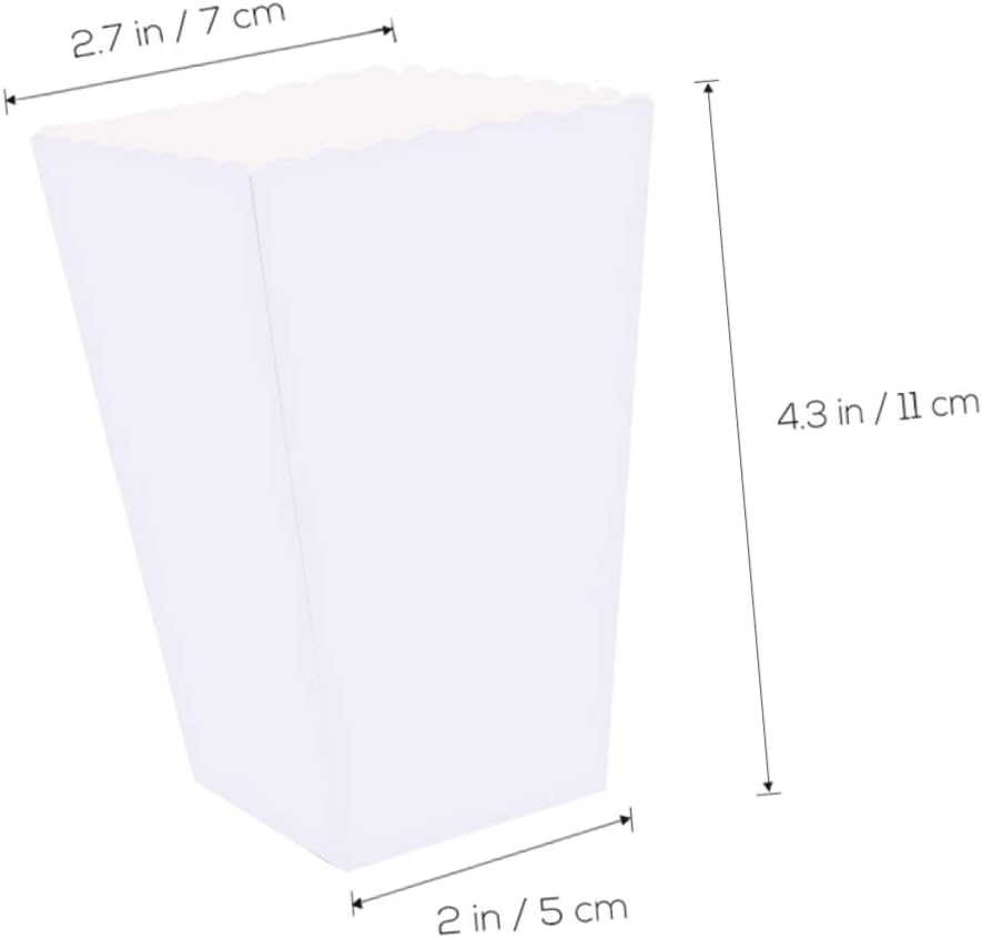 100pcs White Stripe Popcorn Boxes Movie Nights Weddings Parties Dessert Tables Convenient Paper Containers for Snacks Favors