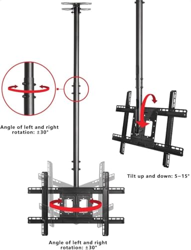 Support TV au plafond orientable pour éviter les reflets sur écran plat de 32 à 75 pouces