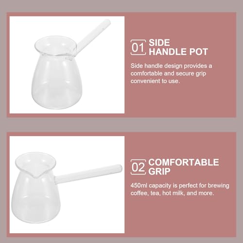 Olla para salsa de vidrio borosilicato de 450 ml resistente al calor 5