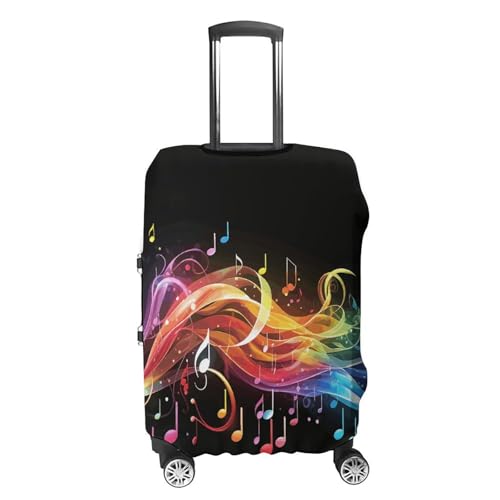 Rainbow Musical Note Melody Luggage Cover, Washable Elastic Suitcase Cover Protector Fit 18-32 Inch Luggage4