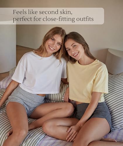 Image of LazyCozy Bamboo Viscose Sleep Shorts for Women, Soft Dolphin Lounge Shorts | Comfy Y2K Micro Mini Pajama Shorts, Lightweight Booty Shorts, Summer Pj Shorts, Knit Workout Shorts
