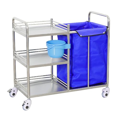 CLLXDZ Carrito Auxiliar con Ruedas de Acero Inoxidable, Carrito Cocina rodante Multifuncional de o de Tres Capas, Carrito de Cocina con ruedasl, for Laboratorio, Clínica