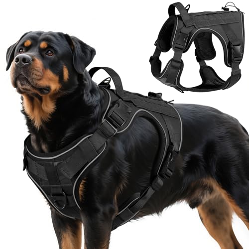 VavoPaw Heavy Duty Tactical Dog Harness for Large Dogs, No P