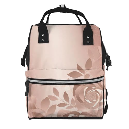 Sac à langer multifonction noir imprimé or rose grand format pour voyage