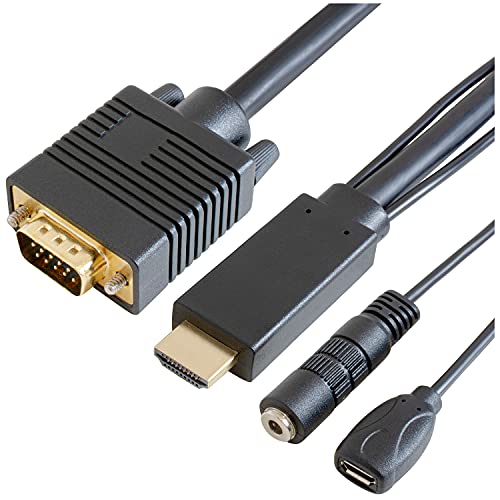 GOPPA �S�b�p HDMI VGA(�����p3.5mm�E�d���pmicro-B�t��) �ϊ��P�[�u�� 1m GP-HDV15K-10