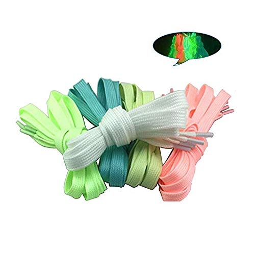 CHRISLZ 10 pairs Cordes fluorescentes de 100 cm pour la fête ou la danse Luminous Flat Shoelaces Chaussures de chaussures de sport incandescentes(5-color)