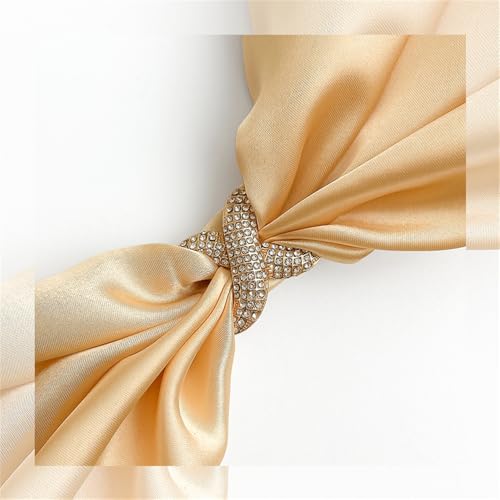 Image of Rhinestone Infinity Silk Scarf Ring Brooch for Women Fashion Crystal X Chain Shawl Scarves Buckle Clip Brooches Dainty Dress Accessories Wedding Birthday Jewelry Gift