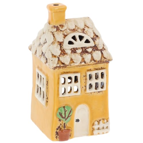 Shudehill Giftware Village Pottery Garden House Bougie chauffe-plat Galets, chaume, ardoise et autres motifs (Petite maison jaune)