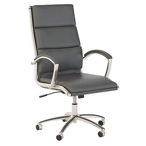 Get Special Price Bush Business Furniture Studio C High Back Leather Executive Office Chair in Dark Gray