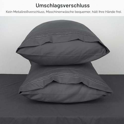 Lirex 2er Pack Kissenbezug 50 x 101 cm, Weiche Gebürstete Mikrofaser-Kissenbezüge, Hotelverschluss kopfkissen bezug，Kopfkissenbezug aus weichem Mikrofaser ，Oeko-TEX Zertifiziert (Dunkelgrau)