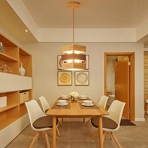 Lustre en bois moderne 9W LED suspension réglable pour salon 17x38cm - 3