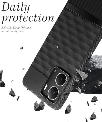 Image of WOW IMAGINE Back Cover for Realme P3 5G with Hexa Cube Design | Ultra Slim Soft Rubberised Case | Inner Velvet Fabric | Matte Silicone Flexible Mobile Case | Camera Protection - Black