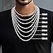 Fiusem Silver Tone Cardano Chain for Men Women, 3.5mm Stainless Steel Mens Chain Necklaces 20 Inch