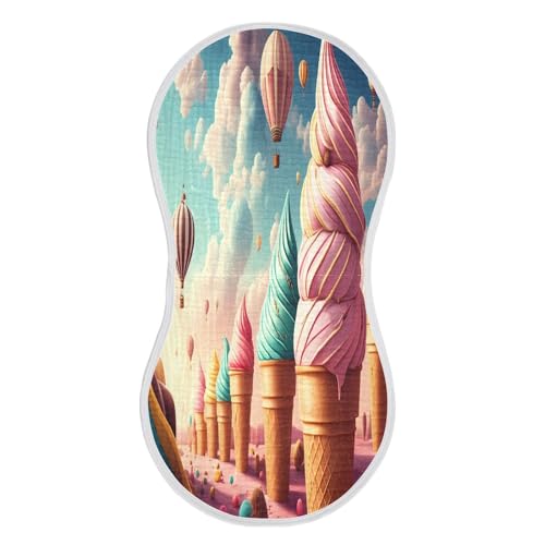 Balloon Icecream Cone Sky Baby Burp Cloths Cotton Burp Clothes Absorbent Muslin Burp Cloths Soft Burp Cloth Burp Rags for Newborn Girl Unisex Boy 1 Pack 22x11 Inches