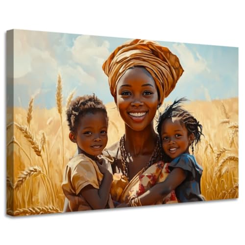 YMXZHUANSH Mother and Children Wall Art Family Painting Wheat Field