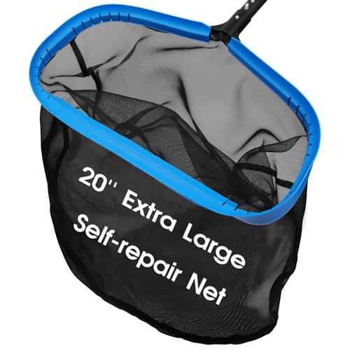 Image of TidyMister 20'' Self-Repair Pool Skimmer Net Pool Cleaning Net with Heavy Duty Nylon Mesh, Aluminum Frame, Deep Debris Bag, for Above Ground Pool In-ground Pool Leaf Rake Net (Without Pole)