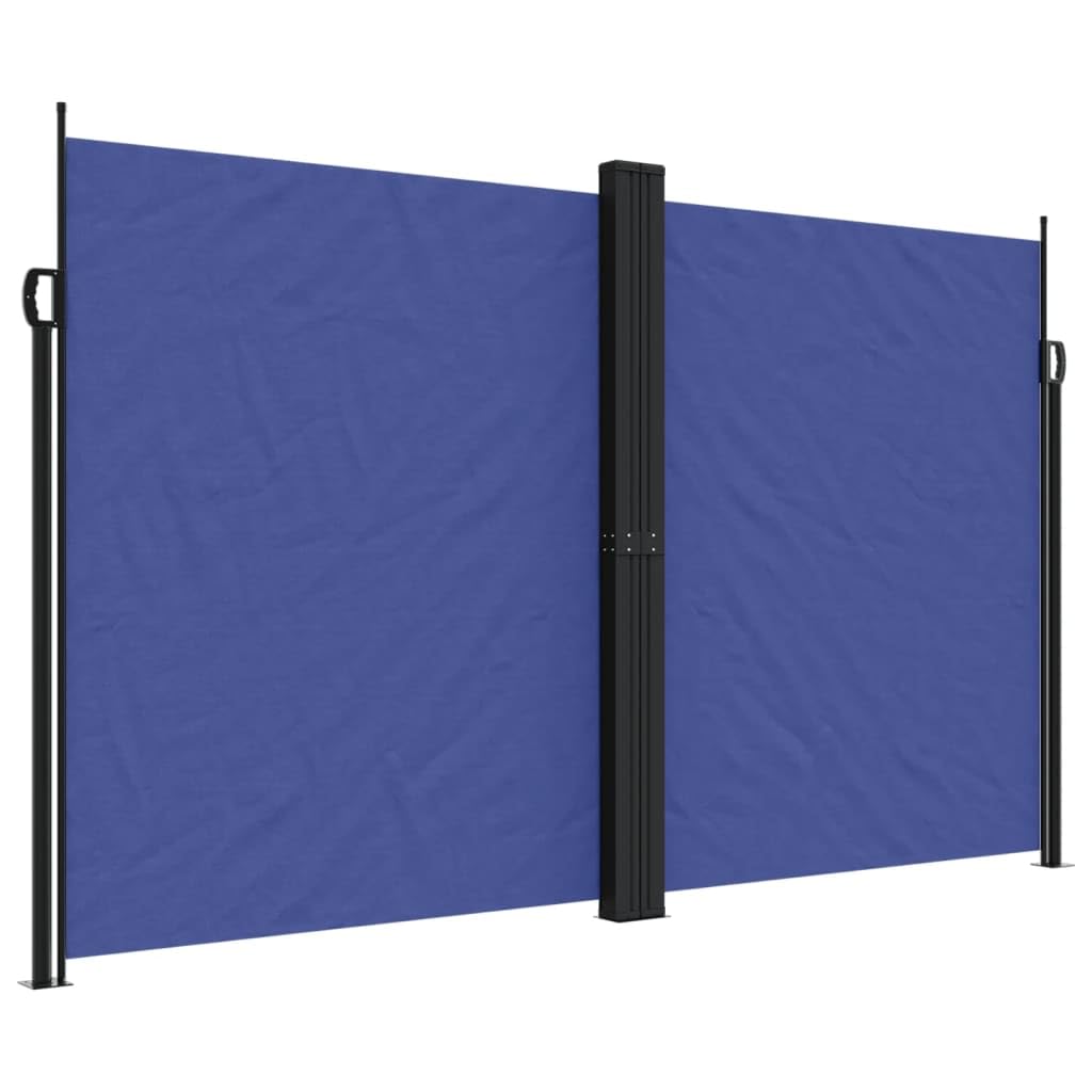Auvent latéral rétractable bleu 200x1200 cm en polyester et PU pour terrasse