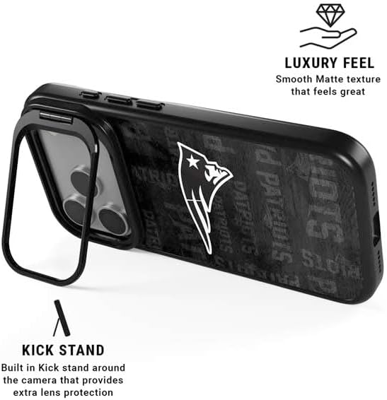 Skinit Kickstand Phone Case Compatible with iPhone 17 Pro Max - Officially Licensed NFL New England Patriots Black & White Design